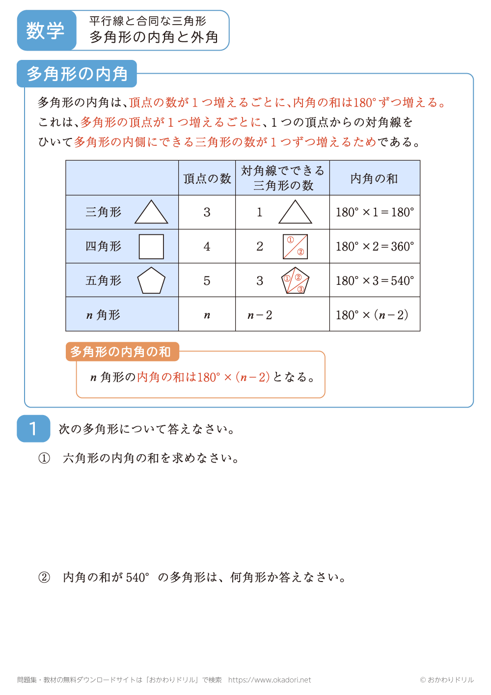 多角形の内角と外角2