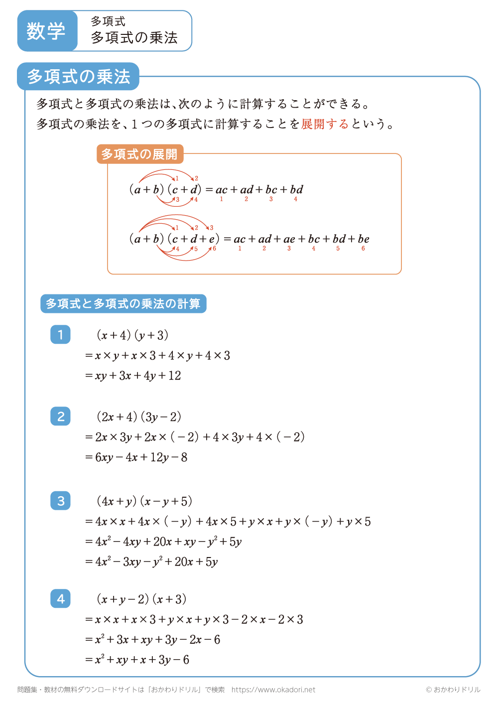 多項式の乗法1